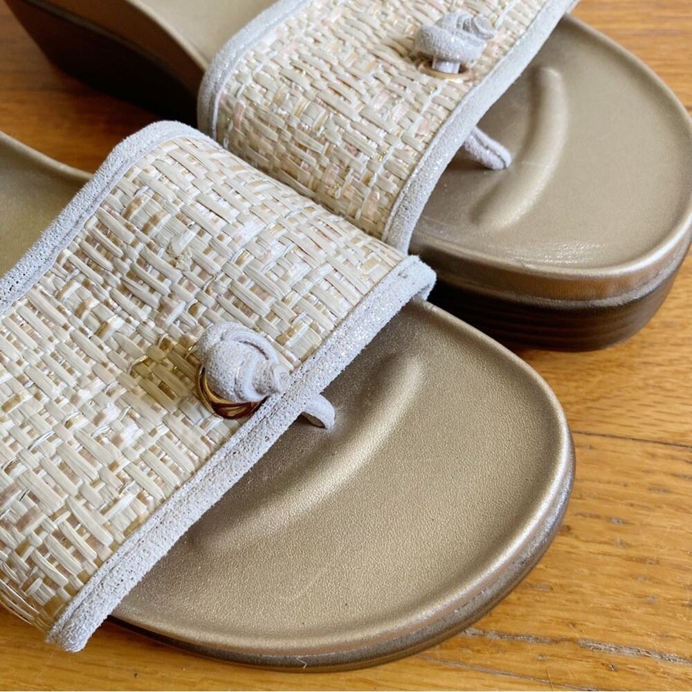 Donald Pliner | Farrah Platform Slide Sandals Raffia Open Toe Wedge Size 9.5 - Picture 4 of 9